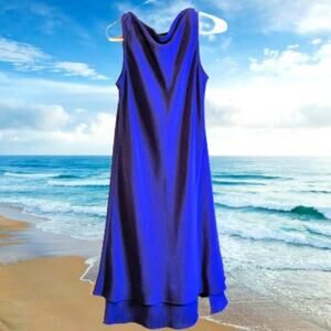 Jones of New York 4 sleeveless flowy lined polyester royal blue woman's gown.